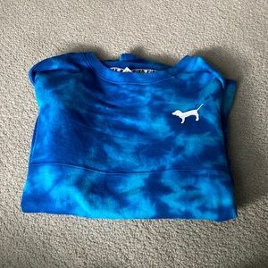 women’s blue and white “pink” sweatshirt